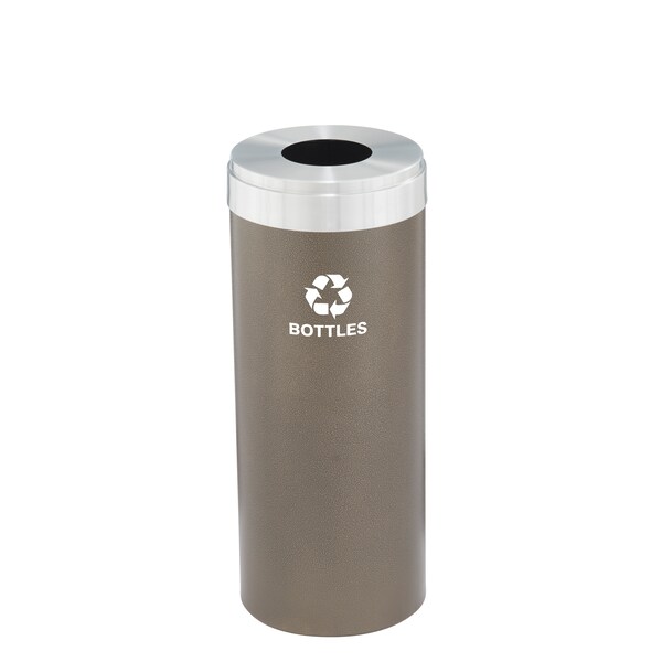 Glaro 15 gal Round Recycling Bin, Bronze Vein/Satin Aluminum - B-1242BV-SA-B3