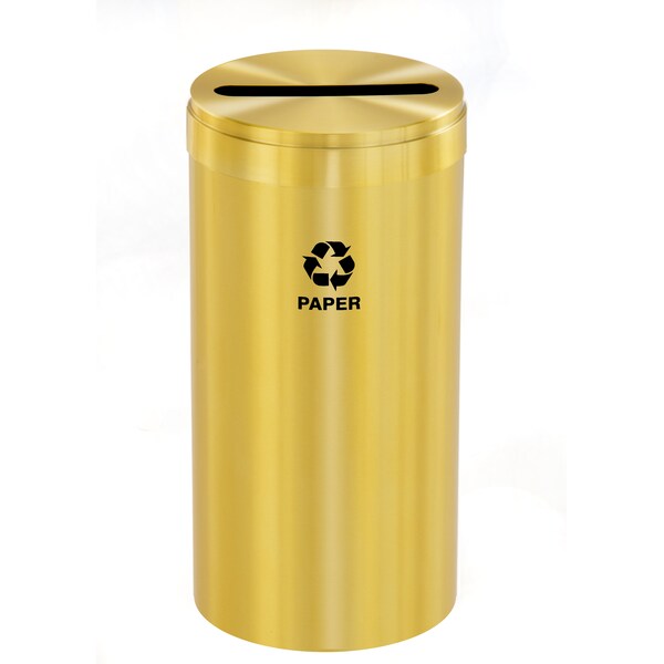 Glaro 16 gal Round Recycling Bin, Satin Brass - P-1532BE-BE-P2