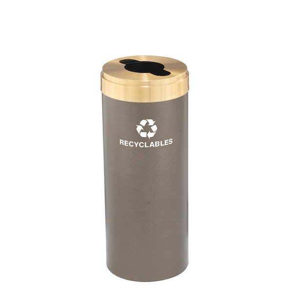 Glaro 15 gal Round Recycling Bin, Bronze Vein/Satin Brass - M-1242BV-BE-M2
