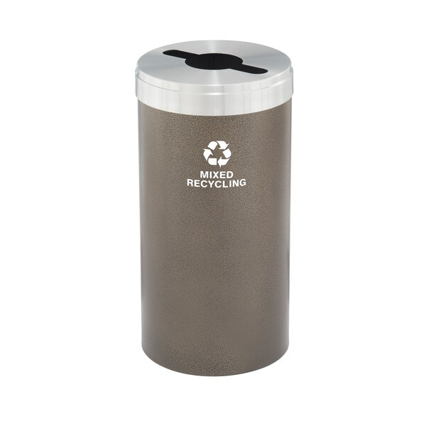 Glaro 23 gal Round Recycling Bin, Bronze Vein/Satin Aluminum - M-1542BV-SA-M3