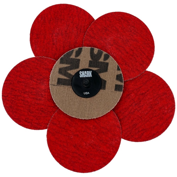 Discos de desbaste de cerámica roja de 3" Shark Industries Rolock 24 Grit - Paquete de 25 - 12627