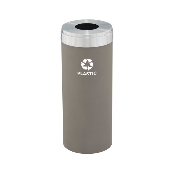 Glaro 15 gal Round Recycling Bin, Nickel/Satin Aluminum - B-1242NK-SA-B7