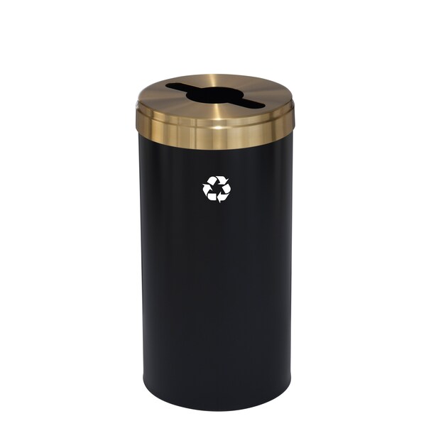 Glaro 16 gal Round Recycling Bin, Satin Black/Satin Brass - M-1532BK-BE-M1