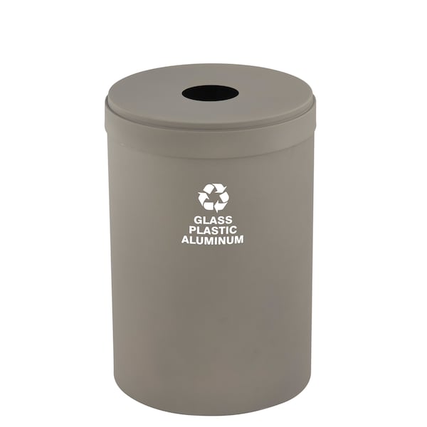 Glaro 33 gal Round Recycling Bin, Nickel - B-2032NK-NK-B9