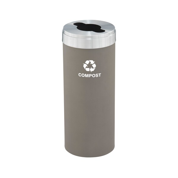 Glaro 15 gal Round Recycling Bin, Nickel/Satin Aluminum - M-1242NK-SA-M4