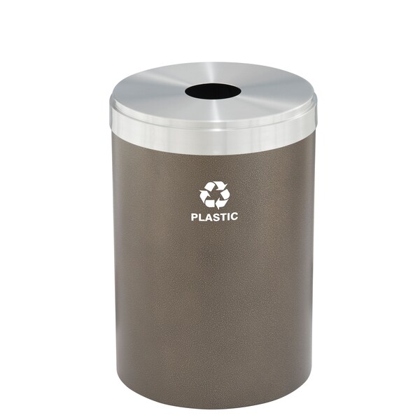 Glaro 41 gal Round Recycling Bin, Bronze Vein/Satin Aluminum - B-2042BV-SA-B7