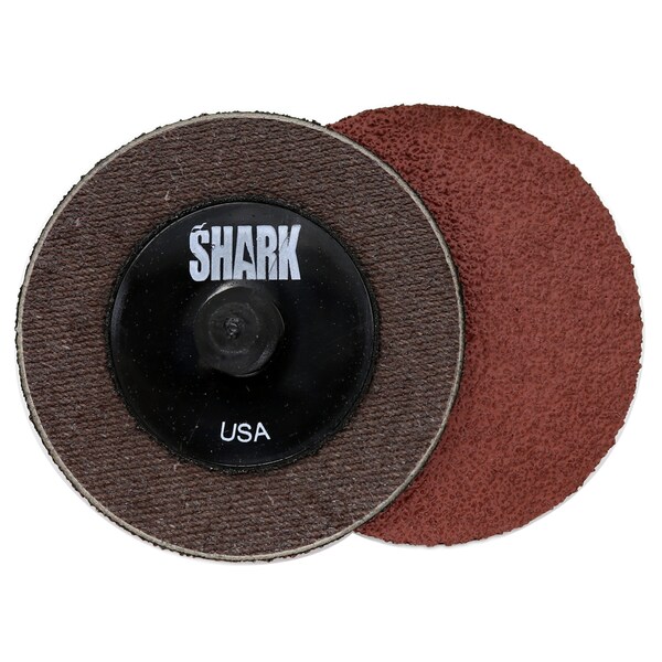 Discos de rectificado respaldados con tela de 3" de Shark Industries 36 Grit A/O Rolock - Paquete de 25 - 43226