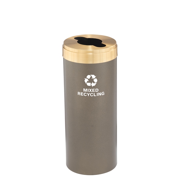Glaro 12 gal Round Recycling Bin, Bronze Vein/Satin Brass - M-1232BV-BE-M3