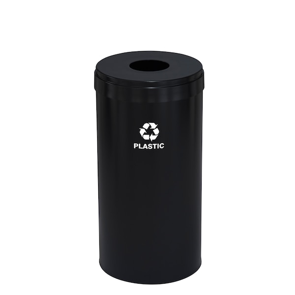 Glaro 16 gal Round Recycling Bin, Satin Black - B-1532BK-BK-B7