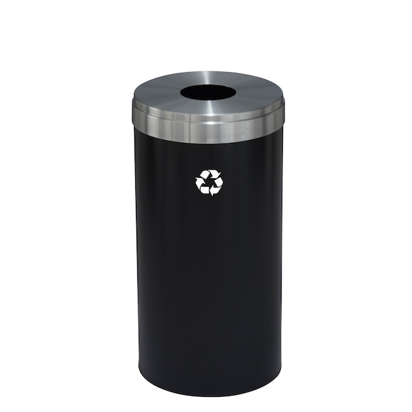 Glaro 23 gal Round Recycling Bin, Satin Black/Satin Aluminum - B-1542BK-SA-B1