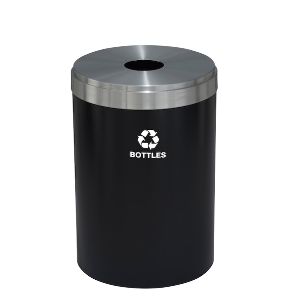 Glaro 41 gal Round Recycling Bin, Satin Black/Satin Aluminum - B-2042BK-SA-B3