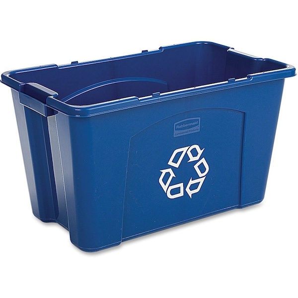 Rubbermaid Commercial 18 gal Rectangular 18-gallon Recycling Box, Blue, Linear Low-Density Polyethylene (LLDPE); Plastic - RCP571873BE
