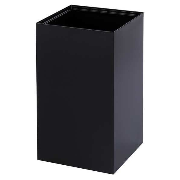 Safco 25 gal Square Recycling Bin, Open Top, Black, Steel, 1 Openings - 2981BL