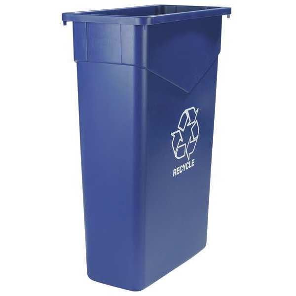Carlisle Foodservice 23 gal Rectangular Recycling Bin, Open Top, Satin Alum/Satin Alum, Polyethylene (LLDPE), 1 Openings - 342023REC14
