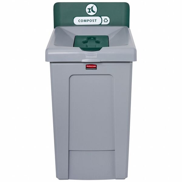 Rubbermaid Commercial 33 gal Rectangular Recycle Station, Flat with Top Opening, Green, 1 Openings - 2171555