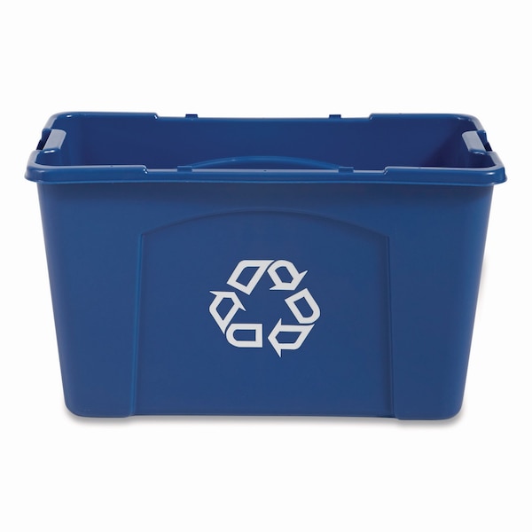 Rubbermaid Commercial 18 gal Rectangular Recycling Bin, Silver Vein/Silver Vein, Polyethylene - FG571873BLUE