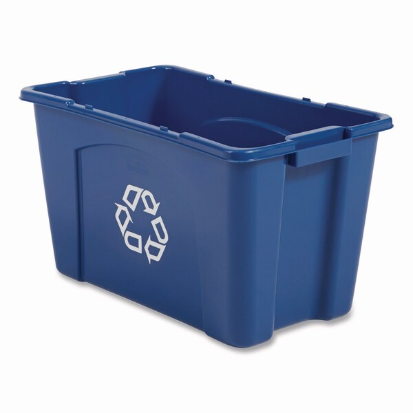 Rubbermaid Commercial 18 gal Rectangular Recycling Bin, Silver Vein/Silver Vein, Polyethylene - FG571873BLUE