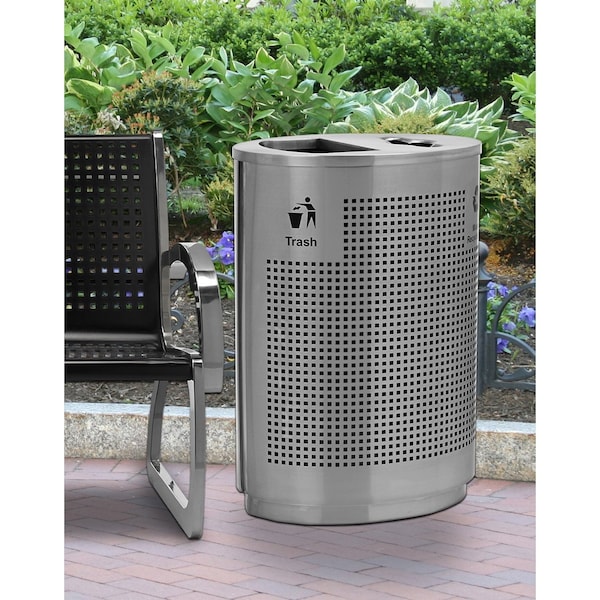 Commercial Zone Products 40 gal Recycling Bin, Silver, Stainless Steel - 782429