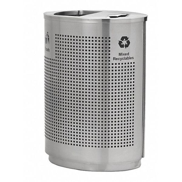 Commercial Zone Products 40 gal Recycling Bin, Silver, Stainless Steel - 782429