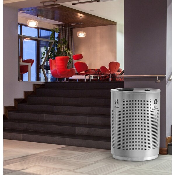 Commercial Zone Products 40 gal Recycling Bin, Silver, Stainless Steel - 782429