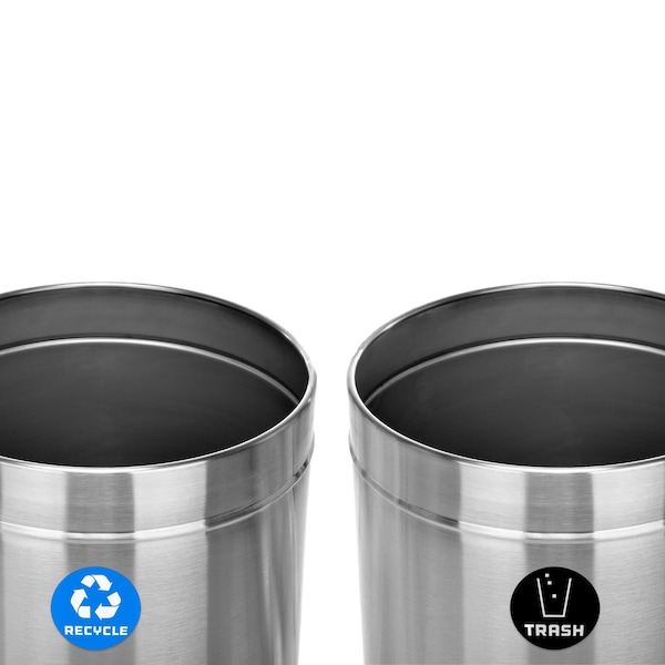 Alpine Industries Trash Can, Satin Alum/Satin Alum, Stainless Steel/Plastic - ALP475-27-R-T