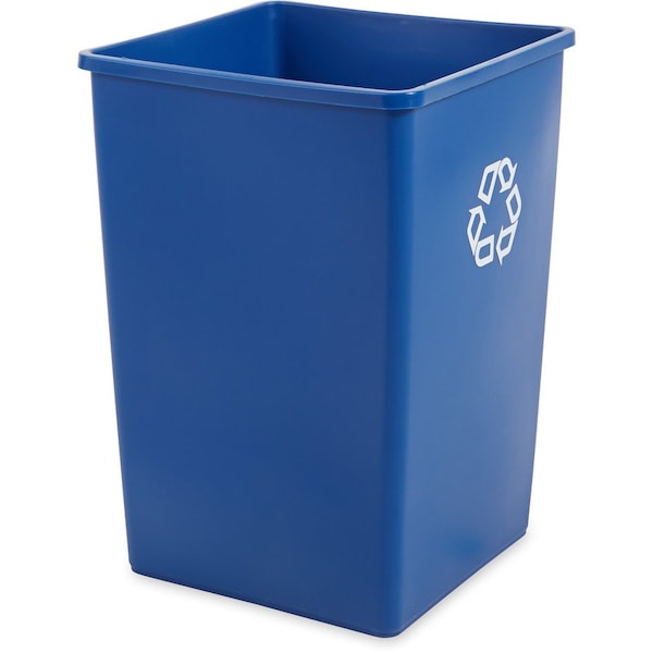 Rubbermaid Commercial 35 gal Square Untouchable Square Recycling Container, Blue, Plastic; Resin - RCP395873BLU