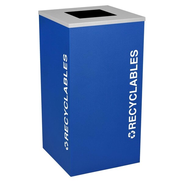 Ex-Cell Kaiser Ex-Cell Kaiser RC-KDSQ-R RYX 24 Gallon Square Recycling Receptacle with Recyclables Decal; Royal Texture - RC-KDSQ-R RYX