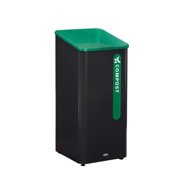 Rubbermaid Commercial 23 gal Square Recycling Can, Flat with Top Opening, Black, 1 Openings - 2078992