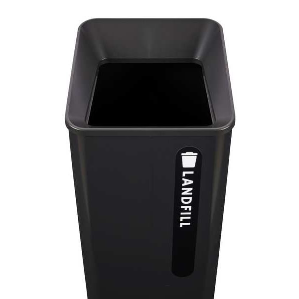 Rubbermaid Commercial 23 gal Square Recycling Can, Flat with Top Opening, Black, 1 Openings - 2078988