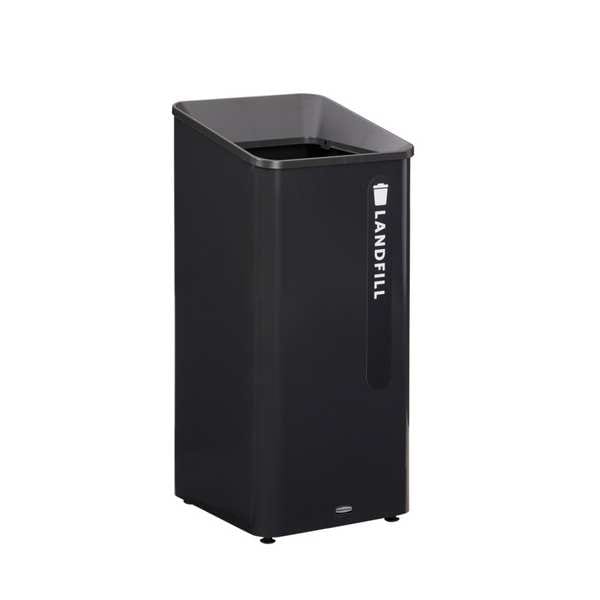 Rubbermaid Commercial 23 gal Square Recycling Can, Flat with Top Opening, Black, 1 Openings - 2078988
