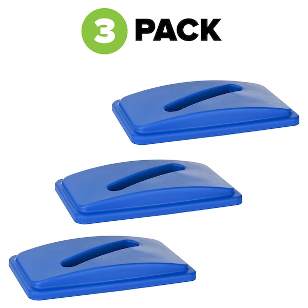 Alpine Industries Blue Recycling Slim Trash Can Paper Recycling Lid, PK3 - ALP478-4-BLU-3PK