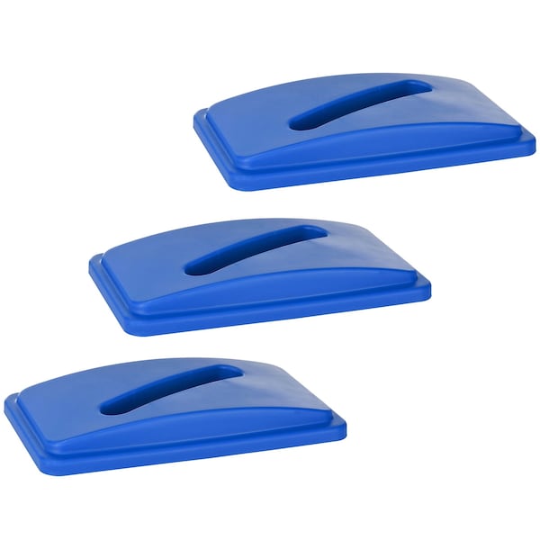 Alpine Industries Blue Recycling Slim Trash Can Paper Recycling Lid, PK3 - ALP478-4-BLU-3PK