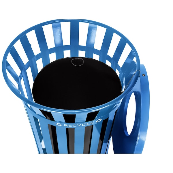 Alpine Industries Trash Can, Gloss Brass/High Gloss Black, Galvanized Steel - ALP479-38-BLU