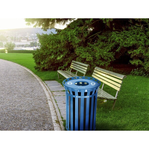Alpine Industries Trash Can, Gloss Brass/High Gloss Black, Galvanized Steel - ALP479-38-BLU