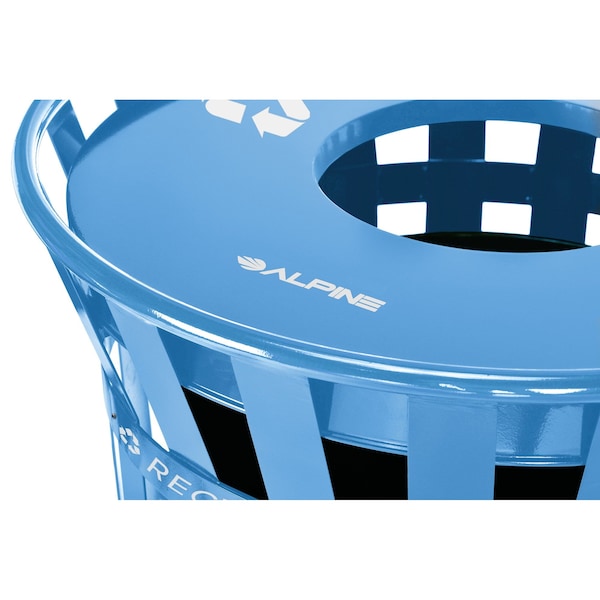 Alpine Industries Trash Can, Gloss Brass/High Gloss Black, Galvanized Steel - ALP479-38-BLU