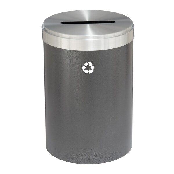 Glaro 41 gal Round Recycling Bin, Silver Vein/Satin Aluminum - P-2042SV-SA-P1