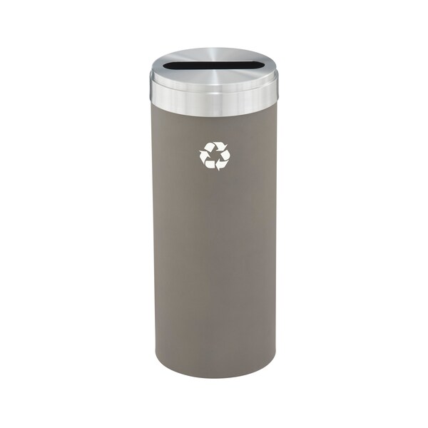 Glaro 12 gal Round Recycling Bin, Nickel/Satin Aluminum - P-1232NK-SA-P1