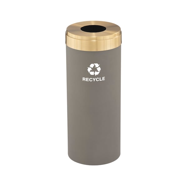 Glaro 15 gal Round Recycling Bin, Nickel/Satin Brass - B-1242NK-BE-B5