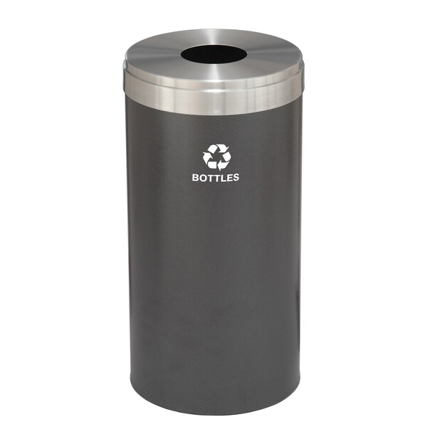 Glaro 23 gal Round Recycling Bin, Silver Vein/Satin Aluminum - B-1542SV-SA-B3