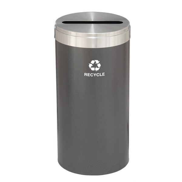 Glaro 23 gal Round Recycling Bin, Silver Vein/Satin Aluminum - P-1542SV-SA-P5