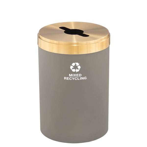 Glaro 41 gal Round Recycling Bin, Nickel/Satin Brass - M-2042NK-BE-M3