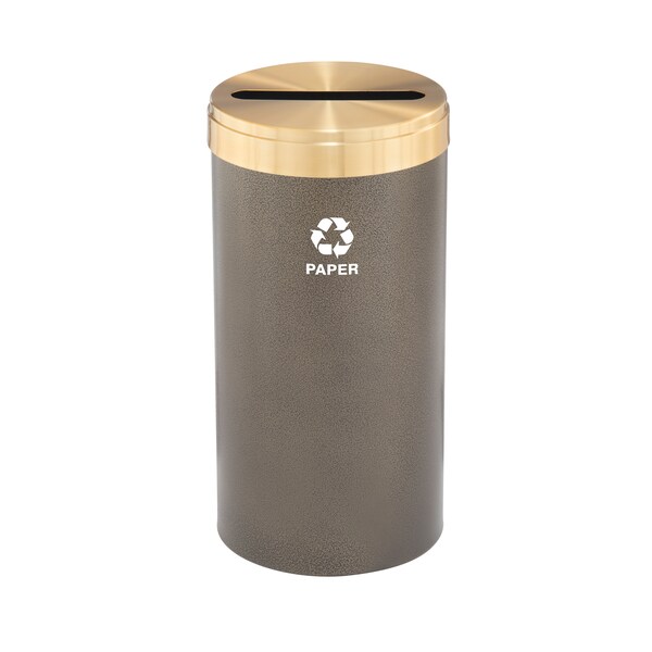 Glaro 16 gal Round Recycling Bin, Bronze Vein/Satin Brass - P-1532BV-BE-P2