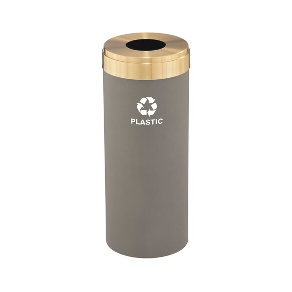 Glaro 12 gal Round Recycling Bin, Nickel/Satin Brass - B-1232NK-BE-B7