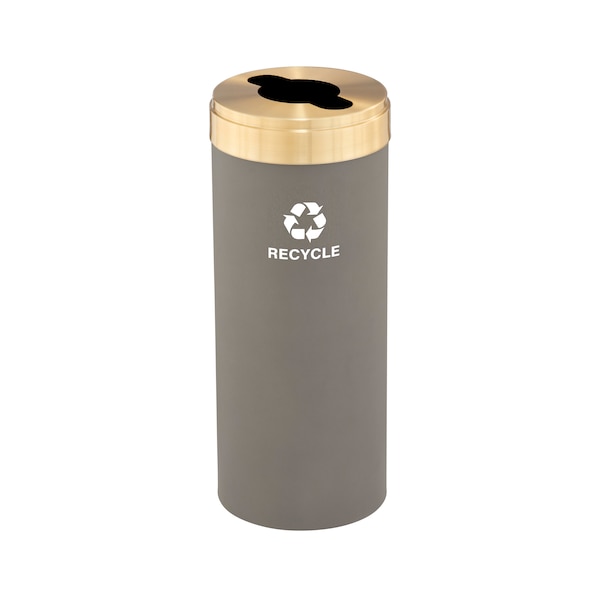 Glaro 15 gal Round Recycling Bin, Nickel/Satin Brass - M-1242NK-BE-M5