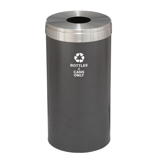 Glaro 16 gal Round Recycling Bin, Silver Vein/Satin Aluminum - B-1532SV-SA-B6