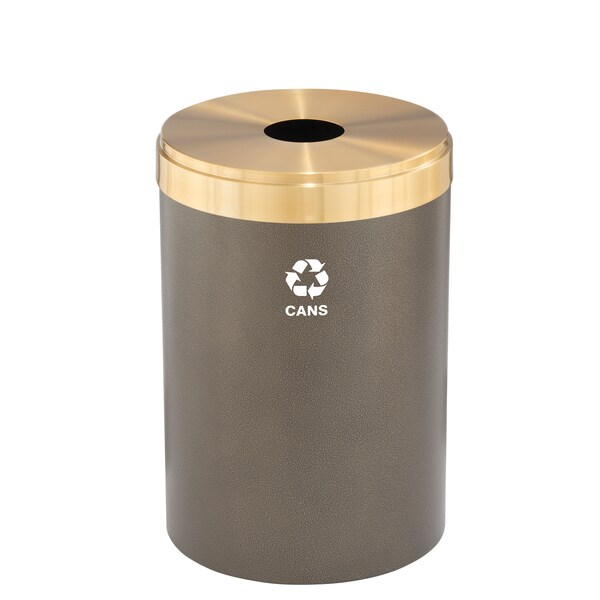 Glaro 33 gal Round Recycling Bin, Bronze Vein/Satin Brass - B-2032BV-BE-B4