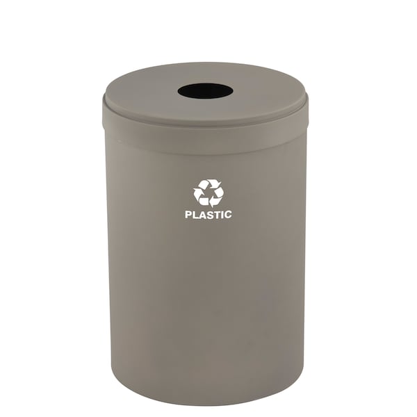 Glaro 33 gal Round Recycling Bin, Nickel - B-2032NK-NK-B7