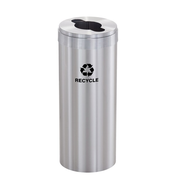 Glaro 12 gal Round Recycling Bin, Satin Aluminum - M-1232SA-SA-M5