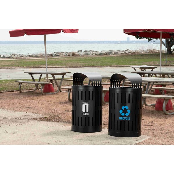 Commercial Zone Products Recycling Container, Open Top Lid, Black, Black, Steel - 72884499