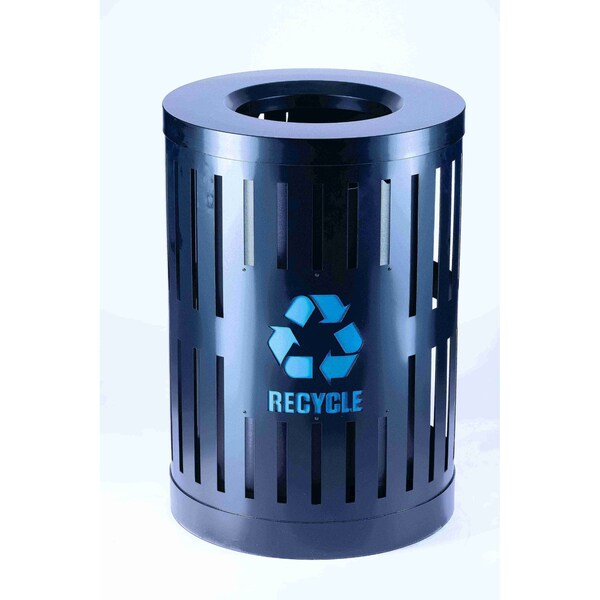 Commercial Zone Products Recycling Container, Open Top Lid, Black, Black, Steel - 72884499